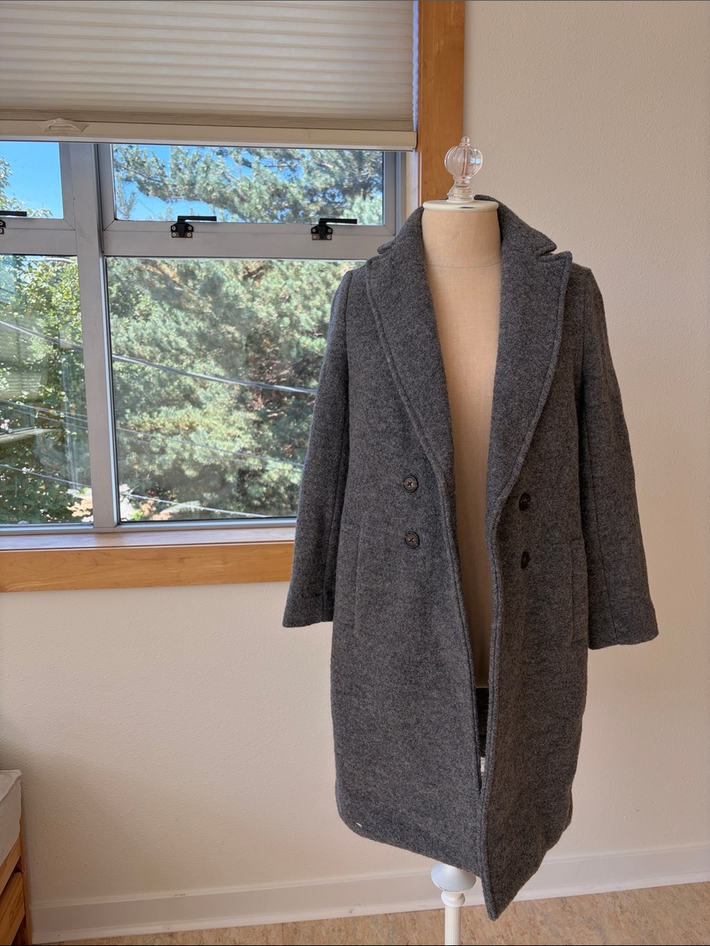 J. Crew Italian Boiled Wool Charcoal Gray Top Coat
